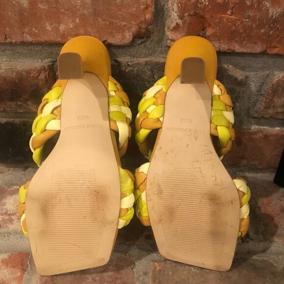 MARC FISHER Toree Puffy Braided Sandals Mules Yellow Size 6.5 M - Picture 4 of 7